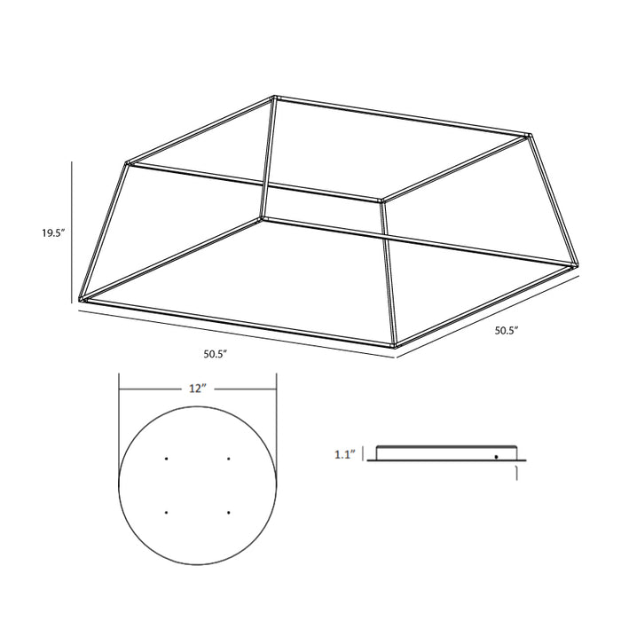 Koncept ZBP-48-RS Z-Bar Rise Square 8-lt 51" LED Pendant
