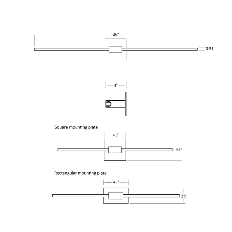 Koncept ZBW-36 Z-Bar 36" LED Wall Sconce, Center Mount