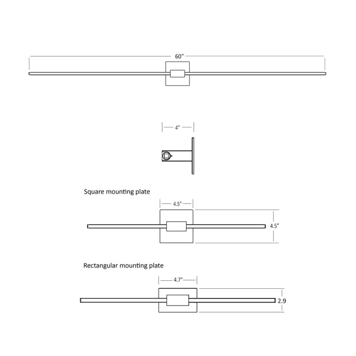 Koncept ZBW-60 Z-Bar 60" LED Wall Sconce, Center Mount