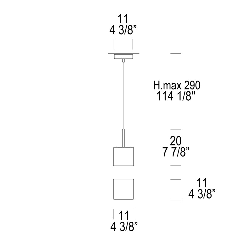 Leucos Cubi S 11 1-lt 4" Pendant