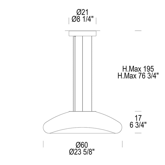 Leucos Keyra 60 S 24" LED Pendant