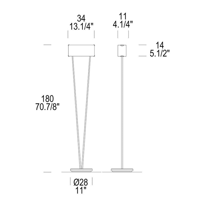 Leucos Vittoria TR1 1-lt 71" Tall Floor Lamp