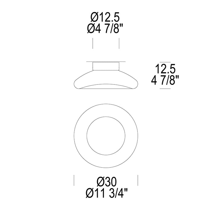 Leucos Keyra P-PL 30 12" LED Wall/Ceiling Light