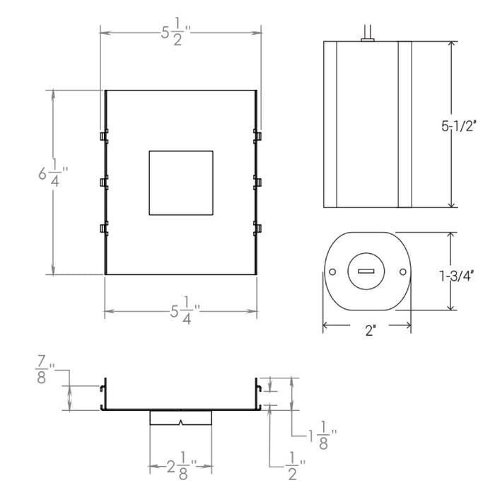 Elite A1S-LED 1" LED Square New Construction Non-IC Housing - 1000 Lumen, 120-277V