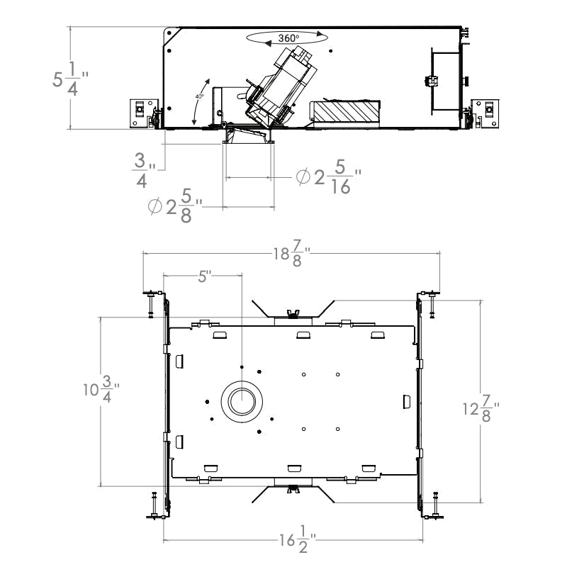 Elite A2-ADJ-LED 2" LED Architectural New Construction Adjustable Downlight Housing - 800 Lumen, 120-277V