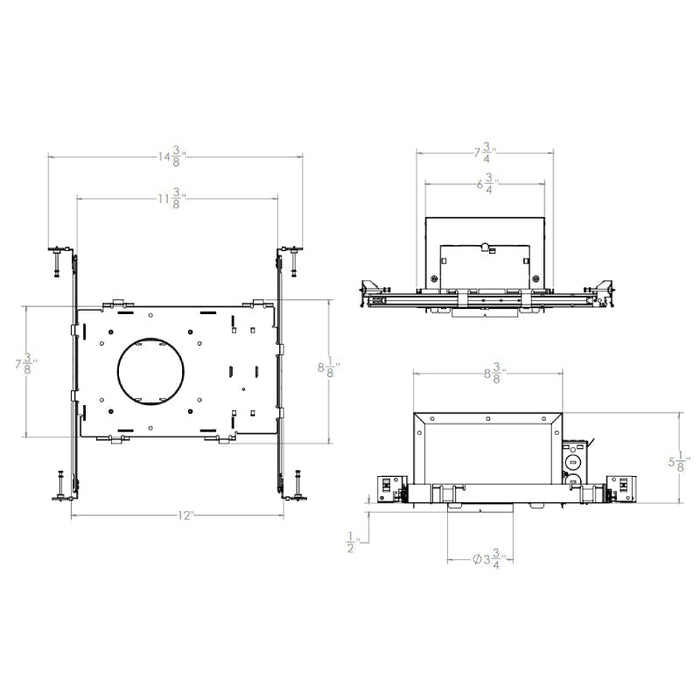 Elite A3-LED 3" LED Flanged/Trim-Less Recessed Non-IC Downlight Housing - 1200 Lumen, 120-277V