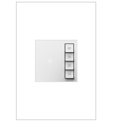 Adorne ASTM2 Timer Switch, Manual On/Timed Off, White, with Microban®