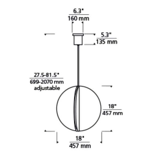 Tech 700TDBAU18 Bau 1-lt 18" LED Pendant