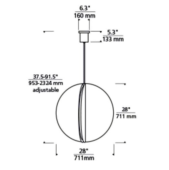 Tech 700TDBAU28 Bau 1-lt 28" LED Pendant