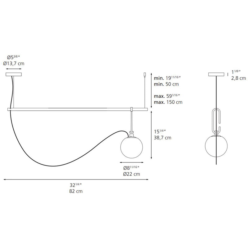 Artemide NH S2 1-lt 32" LED Linear Suspension Light