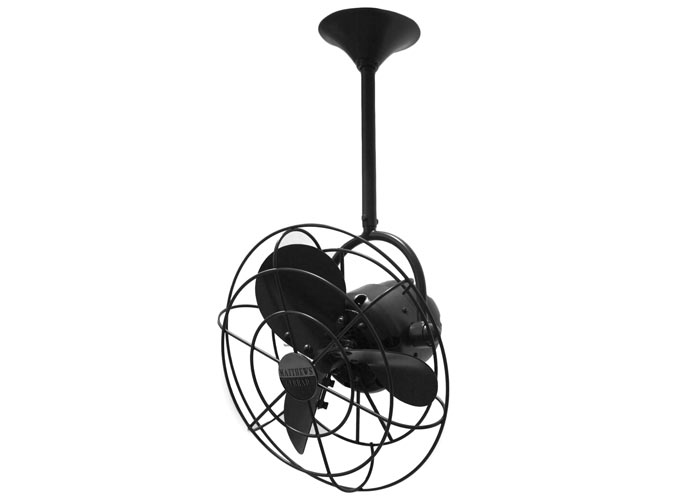 Matthews Fan Bianca Direcional 13" Ceiling Fan with Decorative Cage - Black