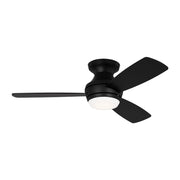 Visual Comfort Ikon 44" Ceiling Fan with LED Light Kit - Midnight Black with Midnight Black/American Walnut reversible Blades