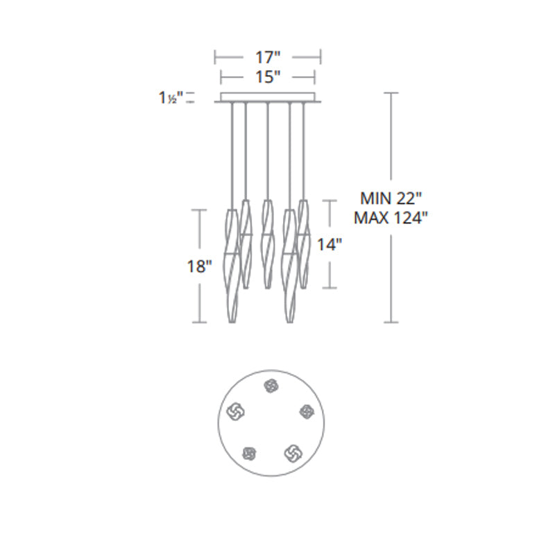 Schonbek Beyond BPD13205 Kindjal 5-lt 17" LED Pendant
