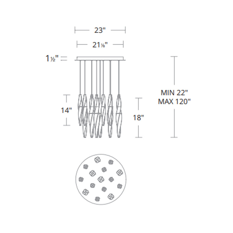 Schonbek Beyond BPD13215 Kindjal 15-lt 23" LED Pendant