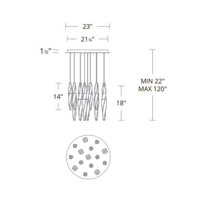 Schonbek Beyond BPD13215 Kindjal 15-lt 23" LED Pendant