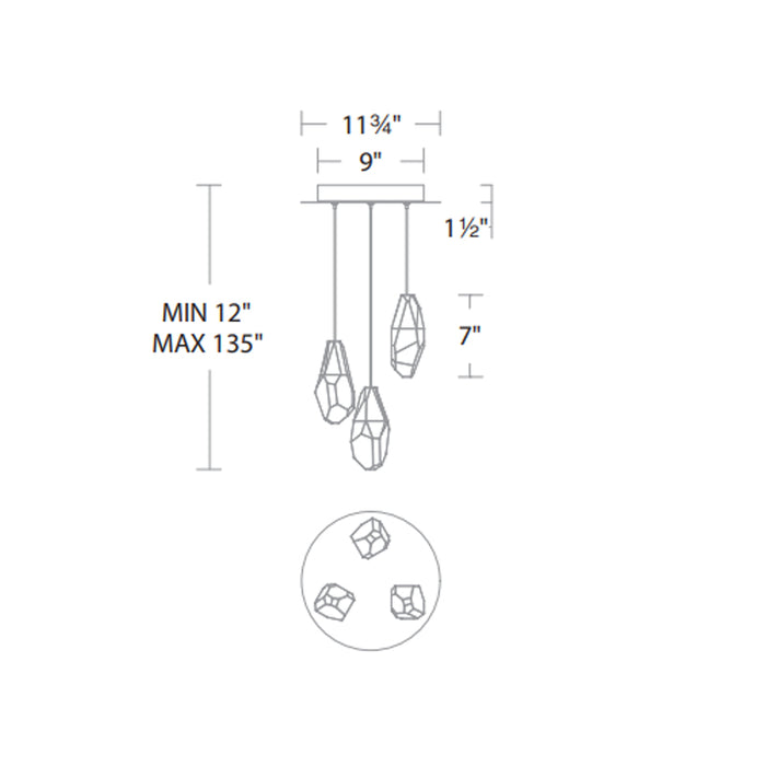 Schonbek Beyond BPD20203 Martini 3-lt 12" LED Pendant
