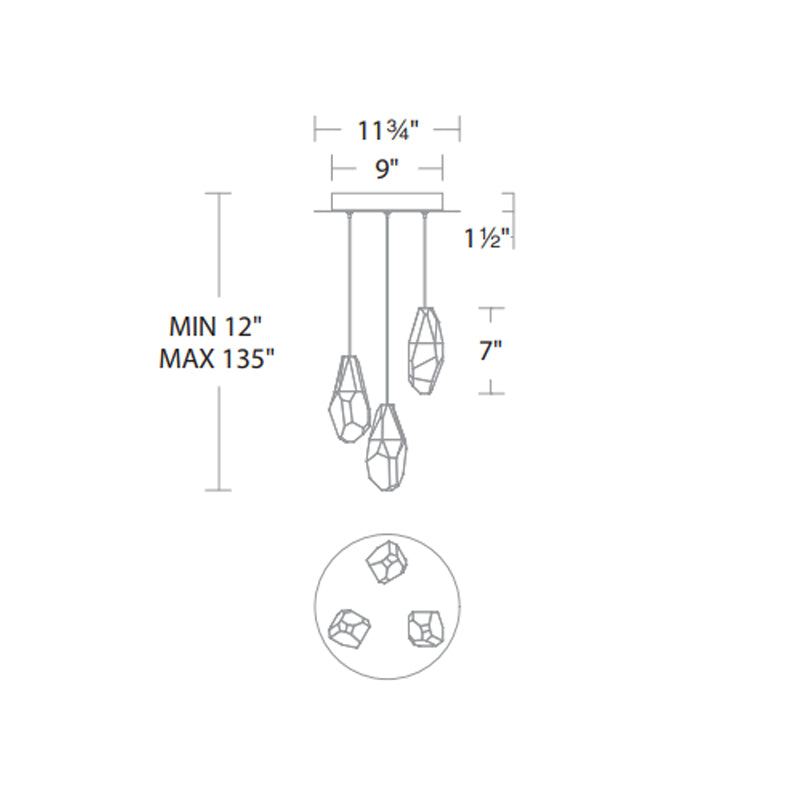 Schonbek Beyond BPD20203 Martini 3-lt 12" LED Pendant