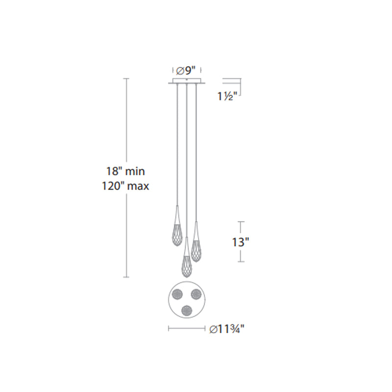 Schonbek Beyond BPD21203 Hibiscus 3-lt 12" LED Pendant