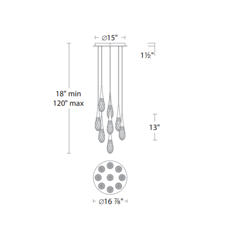Schonbek Beyond BPD21209 Hibiscus 9-lt 17" LED Pendant