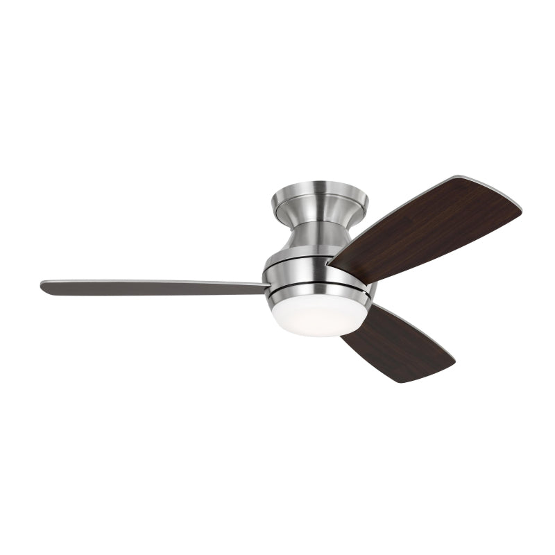 Visual Comfort Ikon 44" Ceiling Fan with LED Light Kit - Brushed Steel with Silver/American Walnut reversible Blades