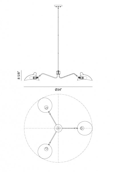 Matteo CX57903 Droid 3-lt 34" Pendant