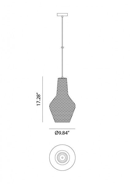 Matteo C68101 Quilted Gem 1-lt 10" Pendant