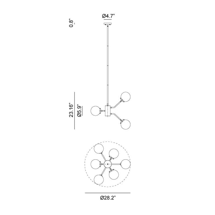 Matteo C72309 Maru 9-lt 28" Chandelier