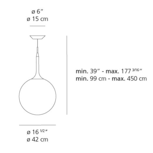 Artemide Castore 42 Suspension Light - Extended Length