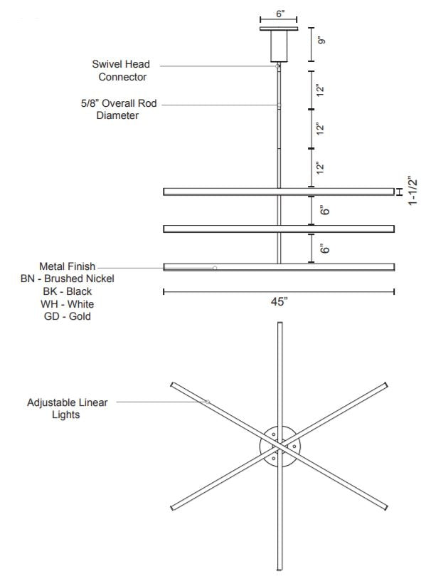 Kuzco CH10345 Vega 45" LED Chandelier