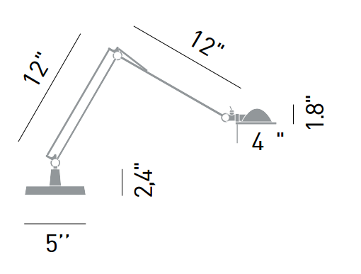 Luceplan D12ELpi Berenice 12" Arm Table Lamp