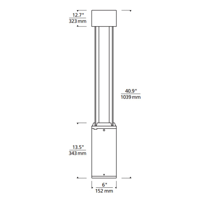 Tech 700OBTUR Turbo 42" Tall Outdoor LED Bollard, 3000K, 12V