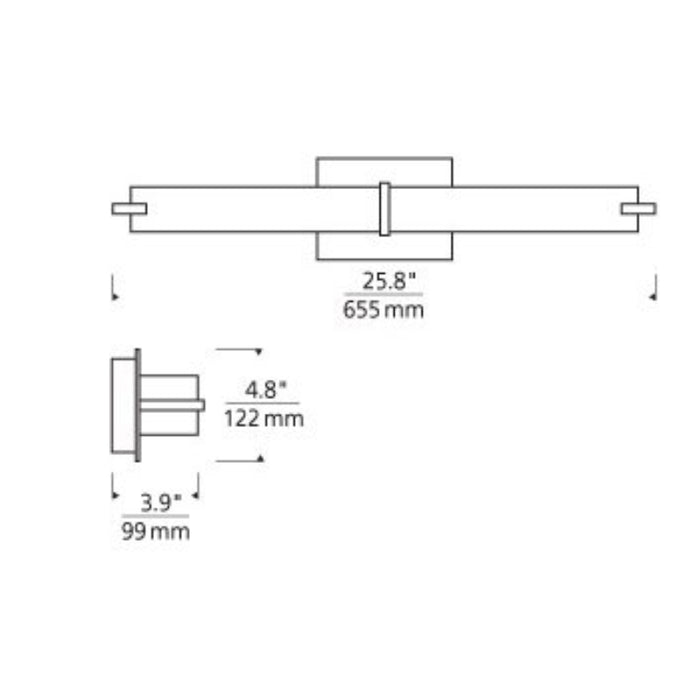 Tech 700BCMET Metro 26" LED Bath Bar Light, White Glass