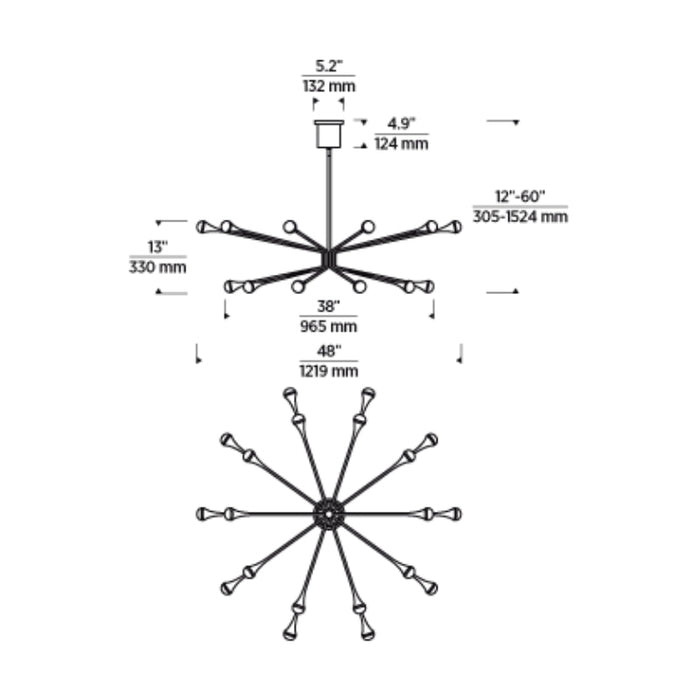 Tech 700LDY20 Lody 20-lt 48" LED Chandelier