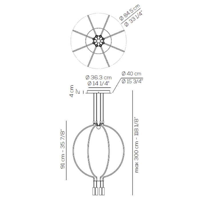 Axo USLIAIM8 Liaison 8-lt 33" LED Pendant