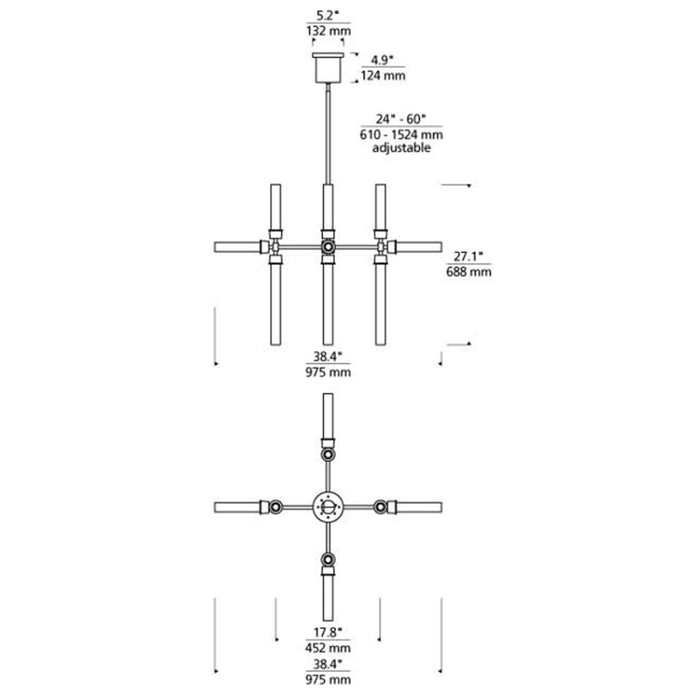 Tech 700LNG12 Linger 12-lt 38" LED Chandelier