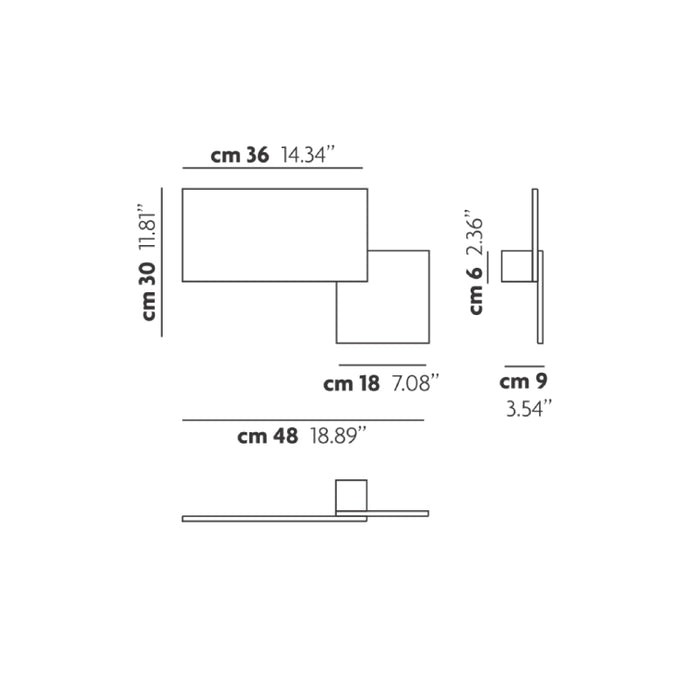 Studio Italia Design 14643 Puzzle 2-lt 19" LED Square & Rectangle Ceiling/Wall Light