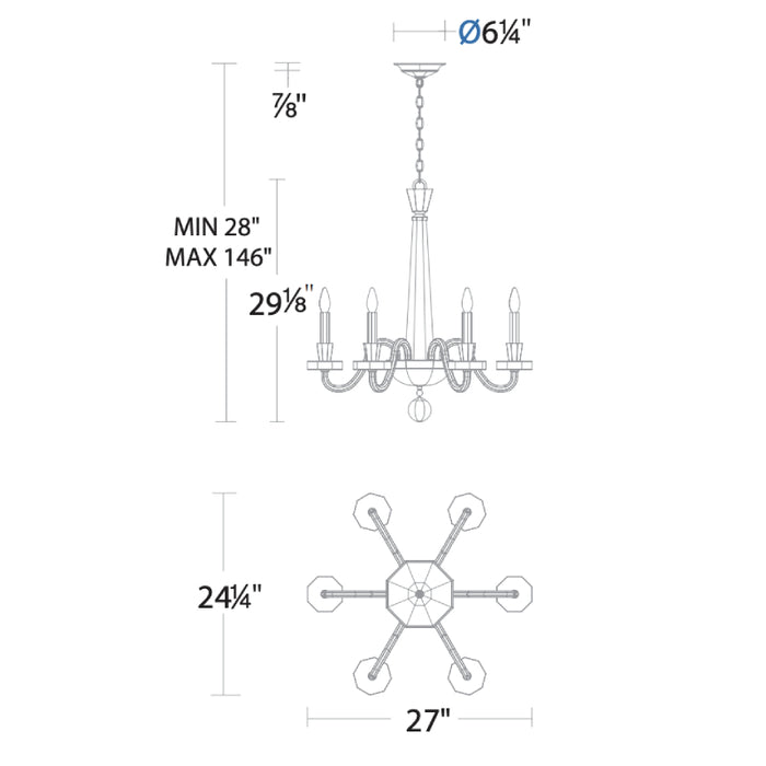 Schonbek S9327 Amadeus 6-lt 27" Chandelier