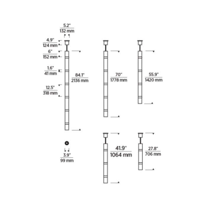 Tech 700TDWIT7 Wit 4" LED Pendant, 7-Glass