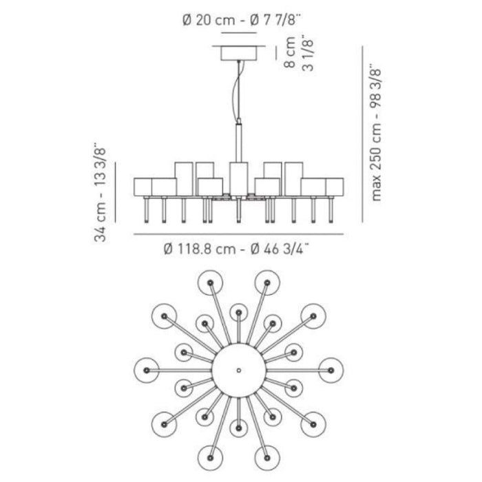 Axo USSPIL20 Spillray 20-lt 47" Chandelier