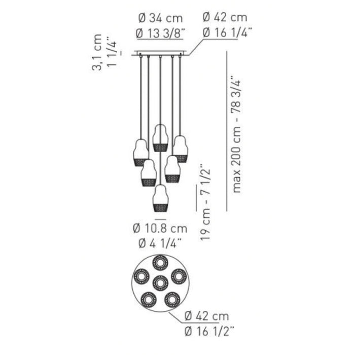 Axo USFEDOR6 Fedora 6-lt 17" LED Pendant