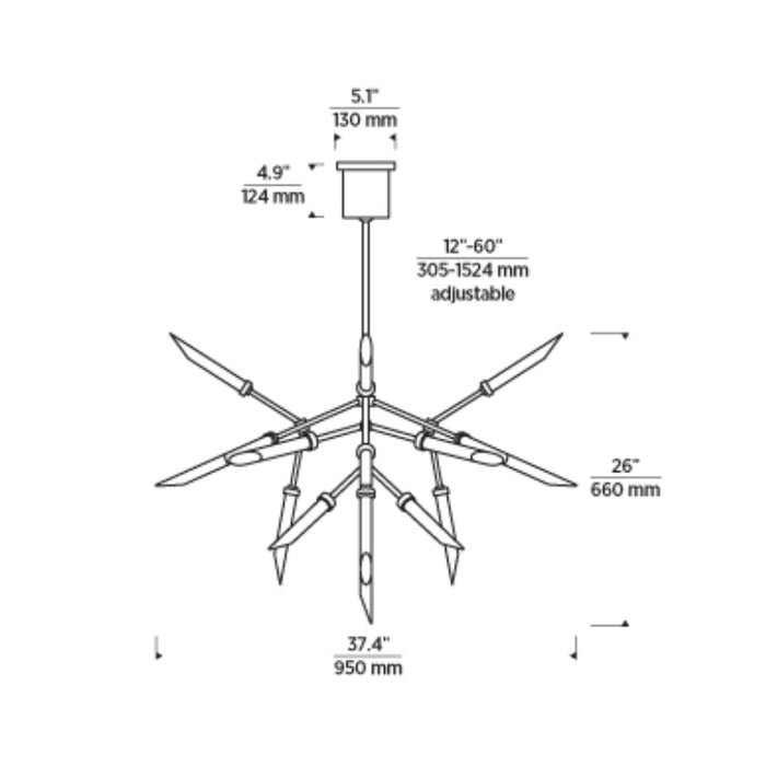 Tech 700SPR Spur 25-lt 37" LED Chandelier