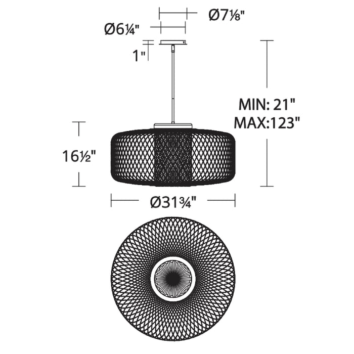 Schonbek S7832 Kodo 1-lt 32" LED Pendant