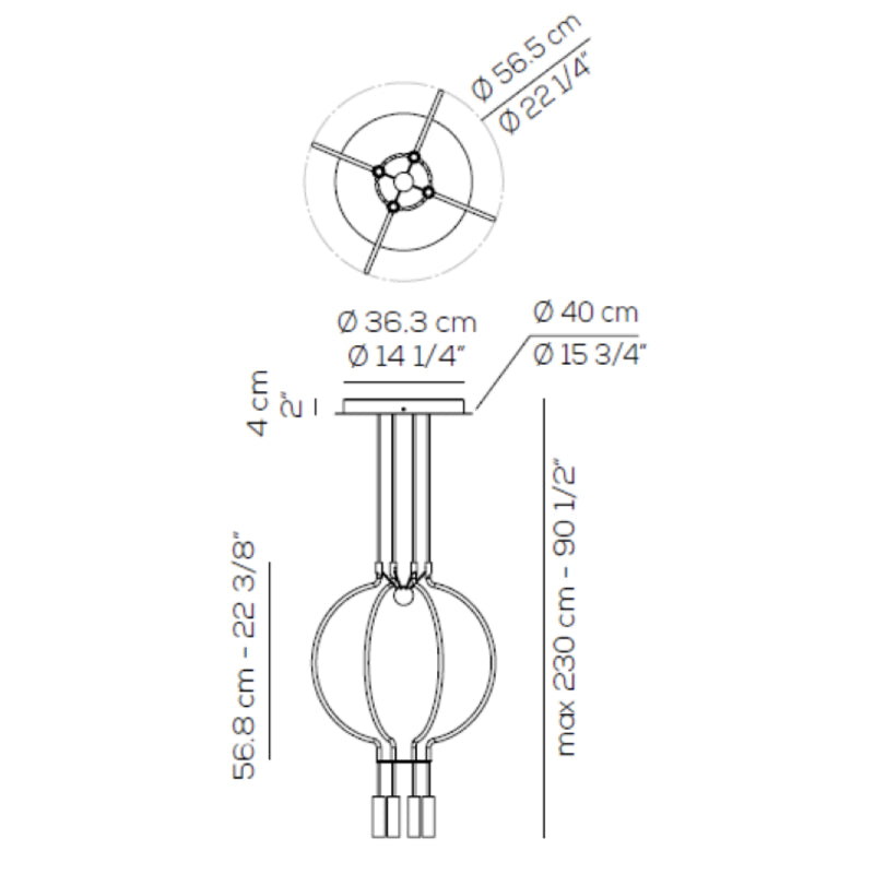 Axo USLIAIP4 Liaison 4-lt 22" LED Pendant