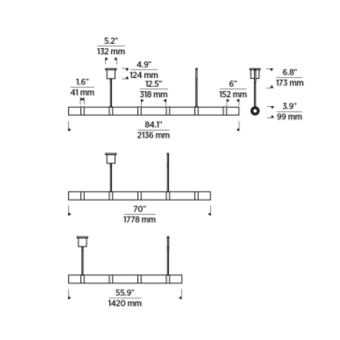 Tech 700LSWIT5 Wit 56" LED Linear Suspension, 5-Glass