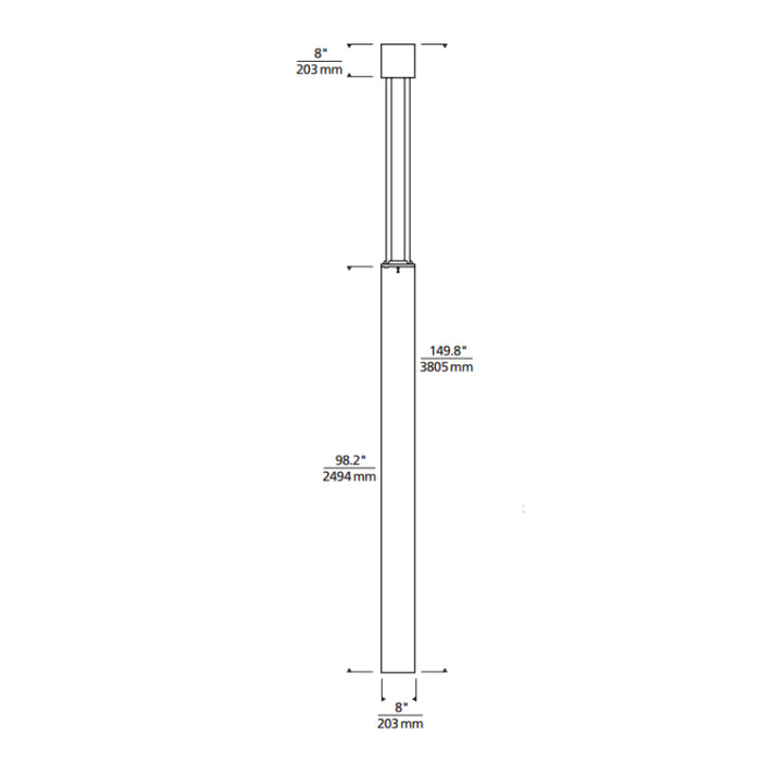 Tech 700OCTUR Turbo 28W 150" Tall LED Outdoor Light Column, 3000K