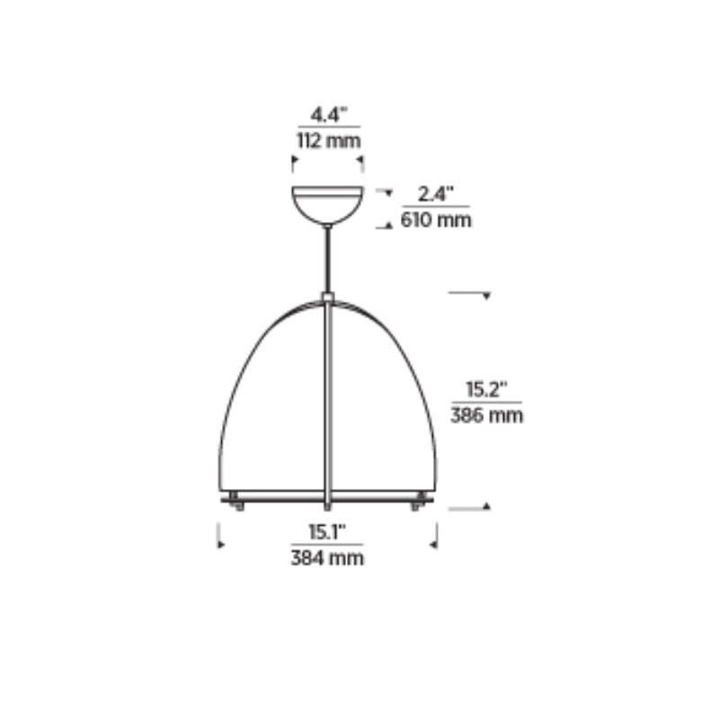 Visual Comfort 700TDPRVP Paravo 15" LED Line Voltage Pendant