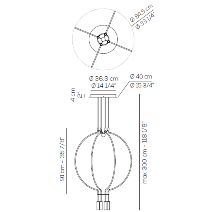 Axo USLIAIM4 Liaison 4-lt 33" LED Pendant