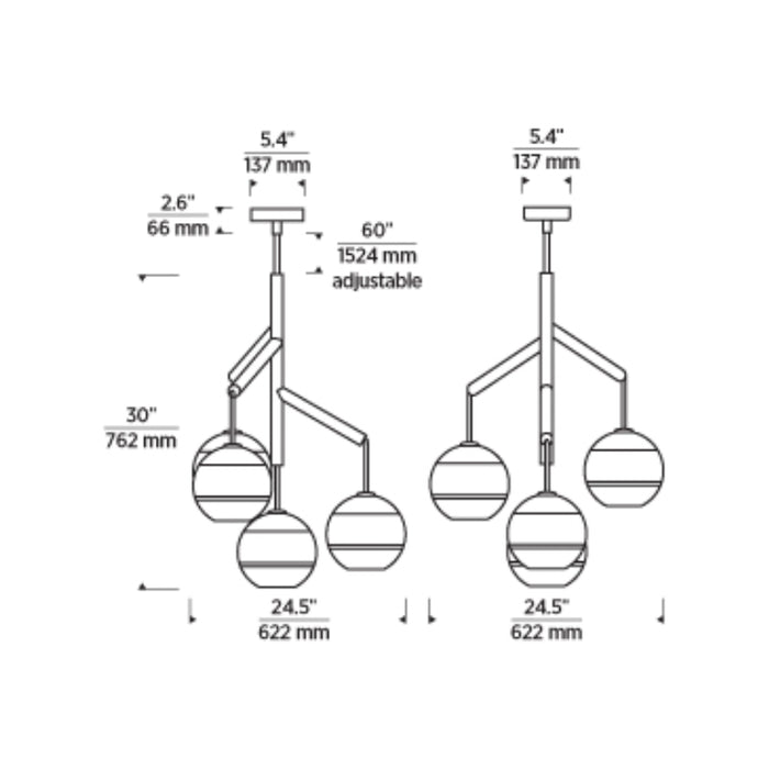 Tech 700SDNMPR1 Sedona Single 4-lt 25" LED Chandelier