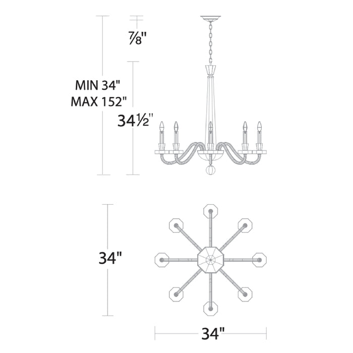 Schonbek S9334 Amadeus 8-lt 34" Chandelier