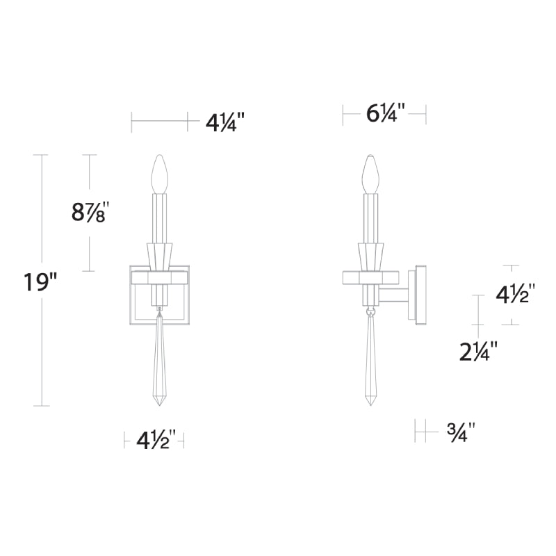 Schonbek S9319 Amadeus 1-lt 19" Tall Wall Sconce